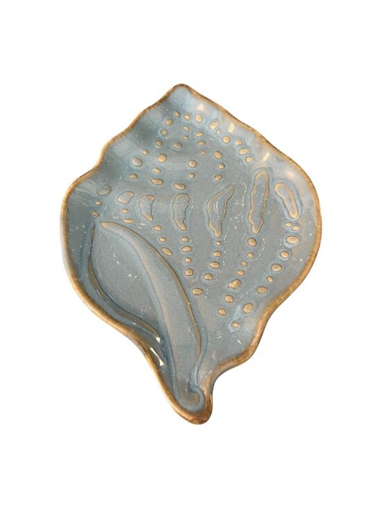 Cindy Crawford Other - Cindy Crawford Style Blue Ceramic Leaf Dish Trinket Tray Vanity Catchall 7.5x5.2